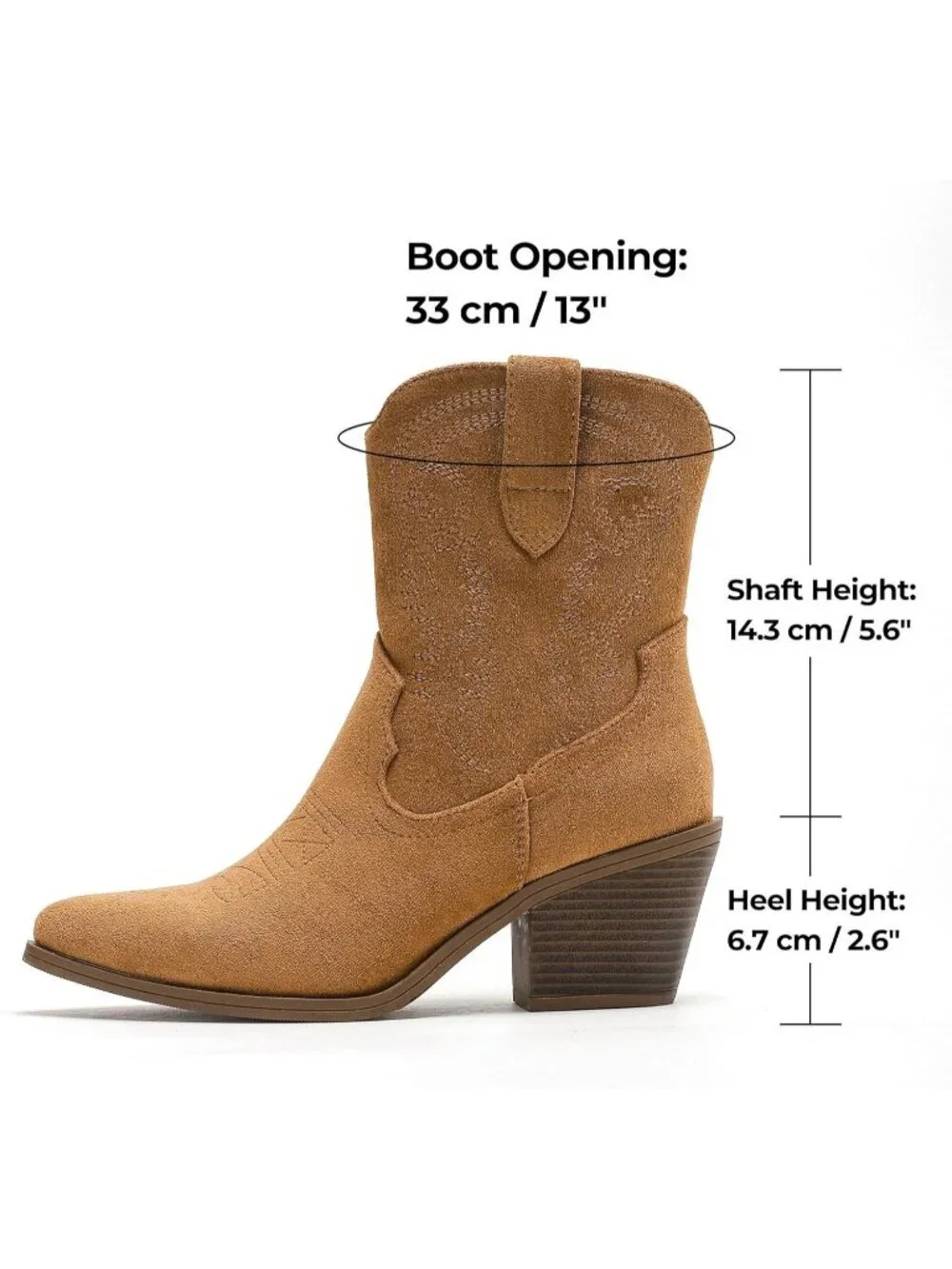 Women's Brown Cowboy Ankle Boots Western Booties Pointed Toe Embroidery Shoes